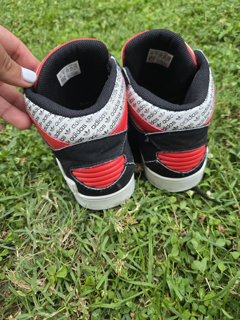adidas Kids Black, White & Red High-Top Boots